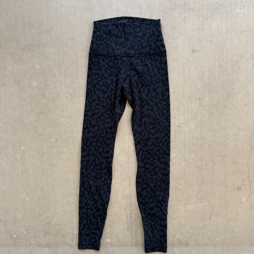Lululemon Align Leggings Womens 4 Black Camo High Rise Yoga Pants 28"